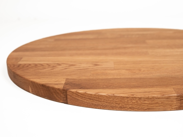 Round Tabletop Worktop Oak Select Natur, finger jointed lamellas, 26 mm, natural oiled